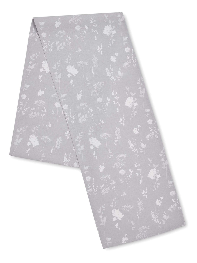 Catherine Lansfield Grey Meadowsweet Floral 100% Cotton Table Runner - Image 3 of 3