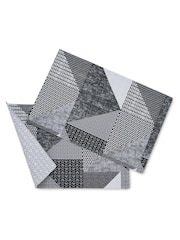 Catherine Lansfield Set of 2 Grey Larsson Geo Wipeable 100% Cotton Placemats - Image 3 of 3
