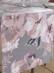 Catherine Lansfield Grey Dramatic Floral 100% Cotton Table Runner - Image 1 of 3