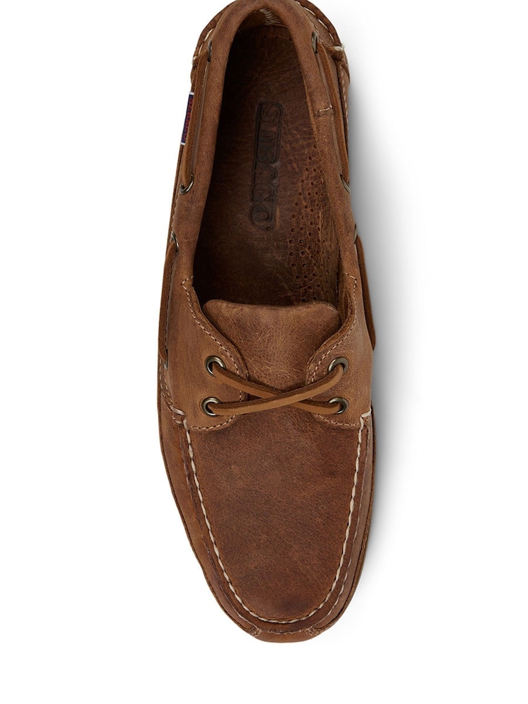 Sebago Brown Schooner Vintage Leather Boat Shoes - Image 3 of 3