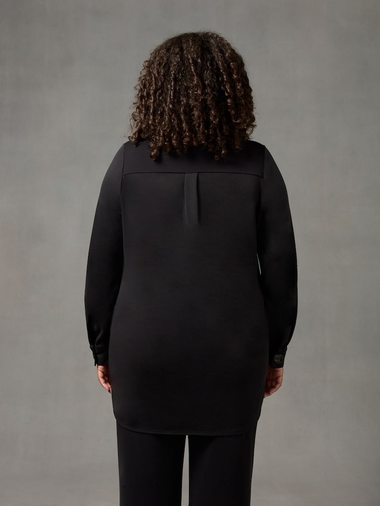 Live Unlimited Black Modal Jersey Longline Polo Shirt - Image 2 of 5