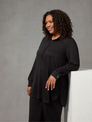 Live Unlimited Black Modal Jersey Longline Polo Shirt - Image 3 of 5