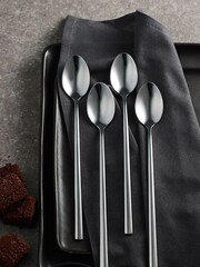 Silver 4 Piece Latte Spoon Kensington Stainless Steel Cutlery Set - Image 1 of 3