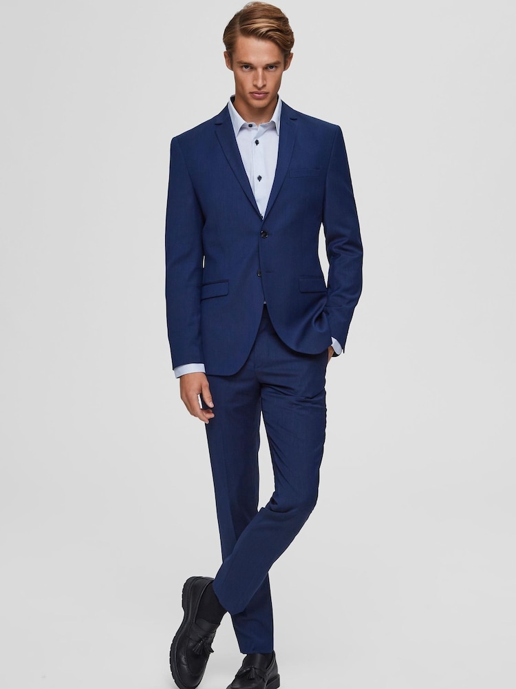 Синий блейзер узкого кроя Selected Homme Bill - Image 2 of 7