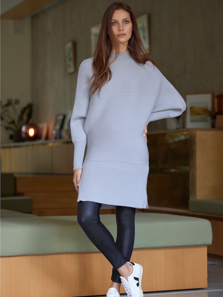 Sonder Studio Grey Ribbed Zip Tunic Dress - Image 1 of 2
