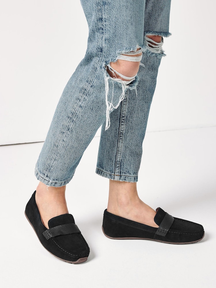 Black Suede Extra Wide Fit Forever Comfort® Leather Driver Shoes - Image 1 of 7