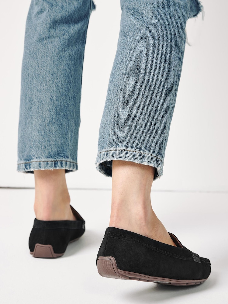 Black Suede Extra Wide Fit Forever Comfort® Leather Driver Shoes - Image 2 of 7