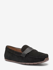 Black Suede Extra Wide Fit Forever Comfort® Leather Driver Shoes - Image 4 of 7