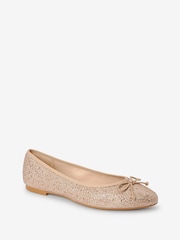 Champagne Gold Forever Comfort® Sparkly Bow Ballerina Shoes - Image 1 of 4