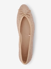 Champagne Gold Forever Comfort® Sparkly Bow Ballerina Shoes - Image 2 of 4