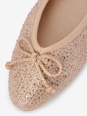 Champagne Gold Forever Comfort® Sparkly Bow Ballerina Shoes - Image 3 of 4