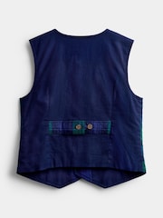 JoJo Maman Bébé Navy Blue Tartan 3-Piece Bow Tie Waistcoat & Shirt Set - Image 5 of 6