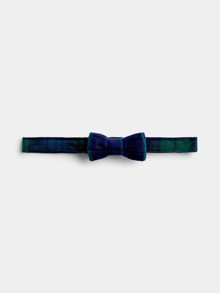 JoJo Maman Bébé Navy Blue Tartan 3-Piece Bow Tie Waistcoat & Shirt Set - Image 6 of 6