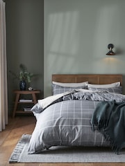 Slate Grey Check Duvet Cover and Pillowcase Set - Image 1 of 5