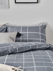 Slate Grey Check Duvet Cover and Pillowcase Set - Image 4 of 5