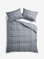 Slate Grey Check Duvet Cover and Pillowcase Set - Image 5 of 5
