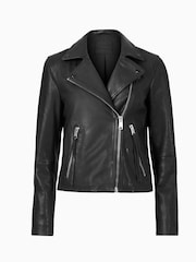 AllSaints Black Dalby Biker Jacket - Image 9 of 9