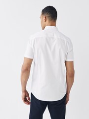 White/Blue/Navy Slim Fit Short Sleeve Stretch Oxford Shirts 3 Pack - Image 3 of 10