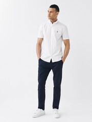 White/Blue/Navy Slim Fit Short Sleeve Stretch Oxford Shirts 3 Pack - Image 4 of 10
