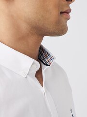 White/Blue/Navy Slim Fit Short Sleeve Stretch Oxford Shirts 3 Pack - Image 5 of 10
