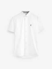 White/Blue/Navy Slim Fit Short Sleeve Stretch Oxford Shirts 3 Pack - Image 7 of 10