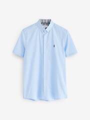 White/Blue/Navy Slim Fit Short Sleeve Stretch Oxford Shirts 3 Pack - Image 8 of 10