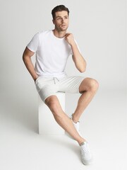 Reiss Soft Grey Tyne Jersey Shorts - Image 6 of 6
