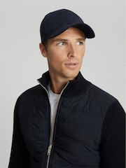 Reiss Navy Blue Trainer Hybrid Zip Through Quilted Jumper - Image 4 of 7