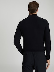 Reiss Navy Blue Trainer Hybrid Zip Through Quilted Jumper - Image 5 of 7