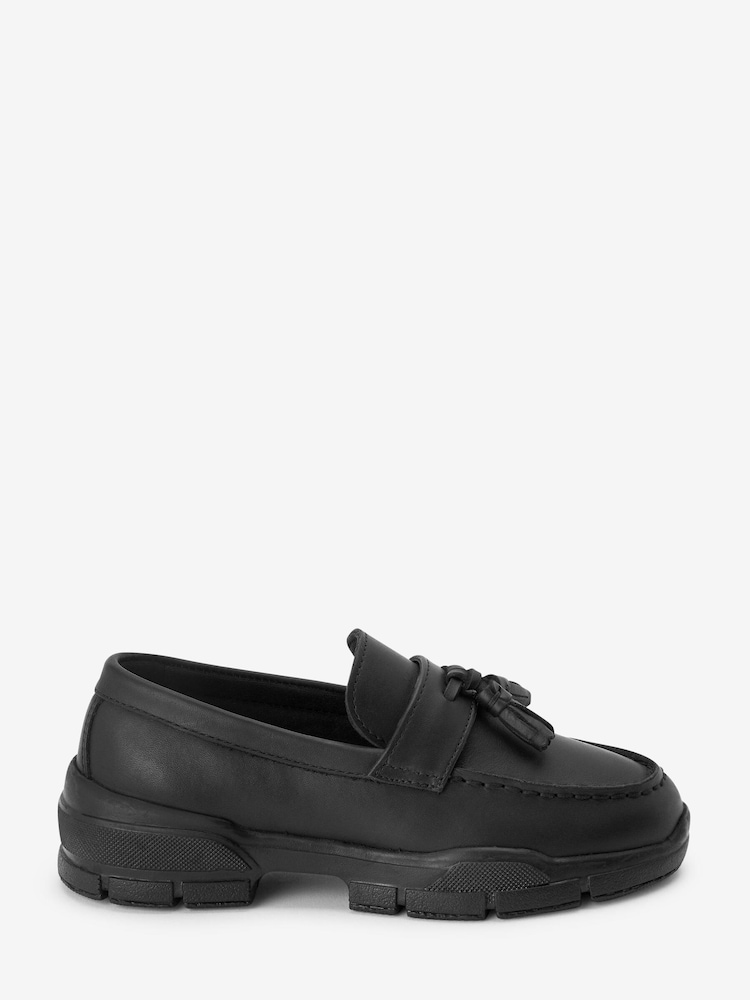 Black Leather Tassel Loafers - Image 1 of 5 Black Leather Tassel Loafers - Image 1 of 5
