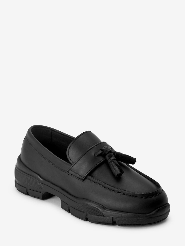 Black Leather Tassel Loafers - Image 2 of 5 Black Leather Tassel Loafers - Image 2 of 5
