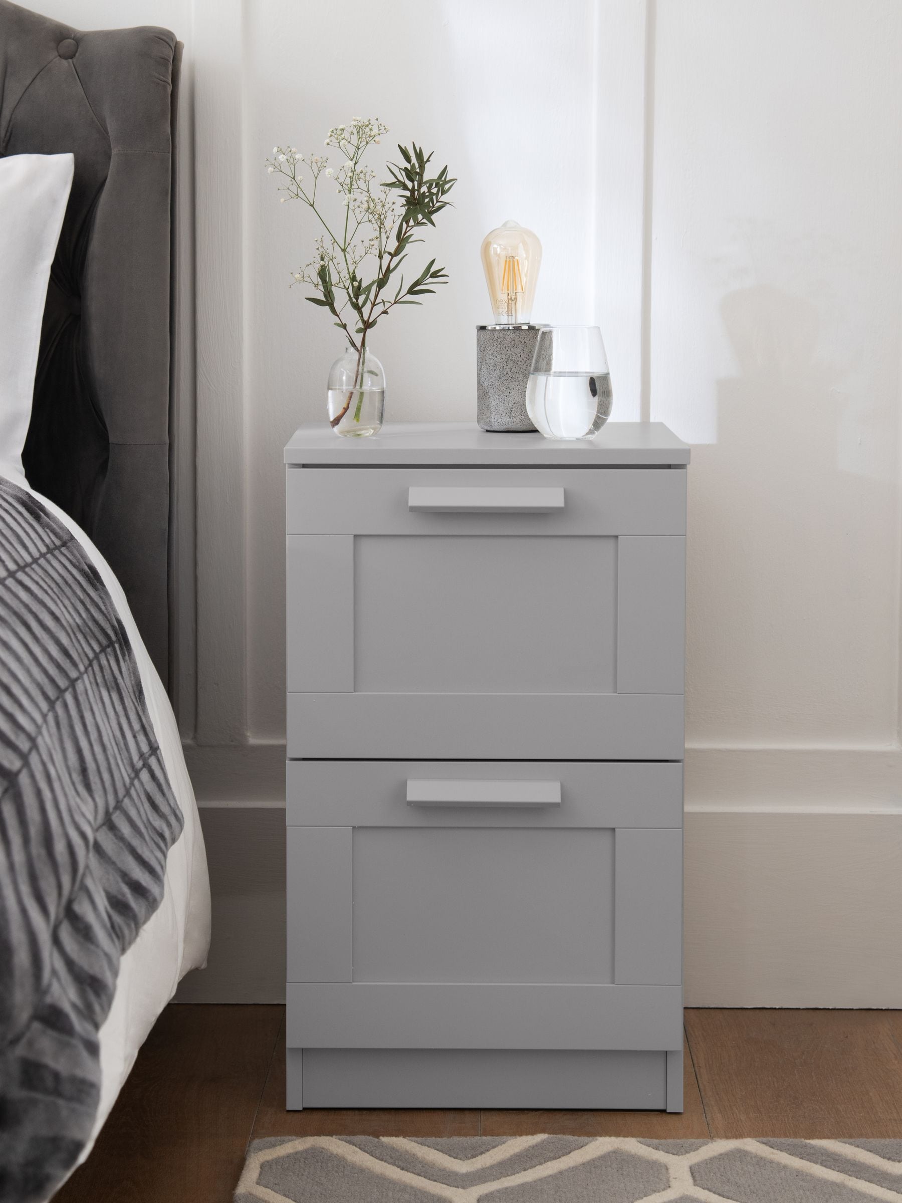 Buy Grey Flynn 2 Drawer Bedside Table from the Next UK online shop