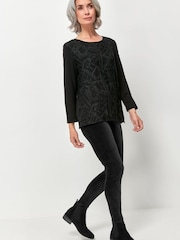 Spirit Black Zig Zag Print Glitter Top - Image 2 of 5