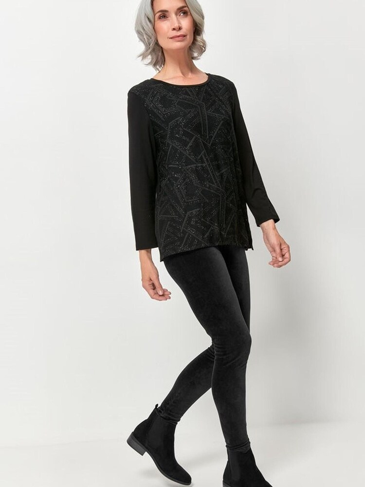 Spirit Black Zig Zag Print Glitter Top - Image 2 of 5