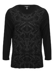 Spirit Black Zig Zag Print Glitter Top - Image 3 of 5