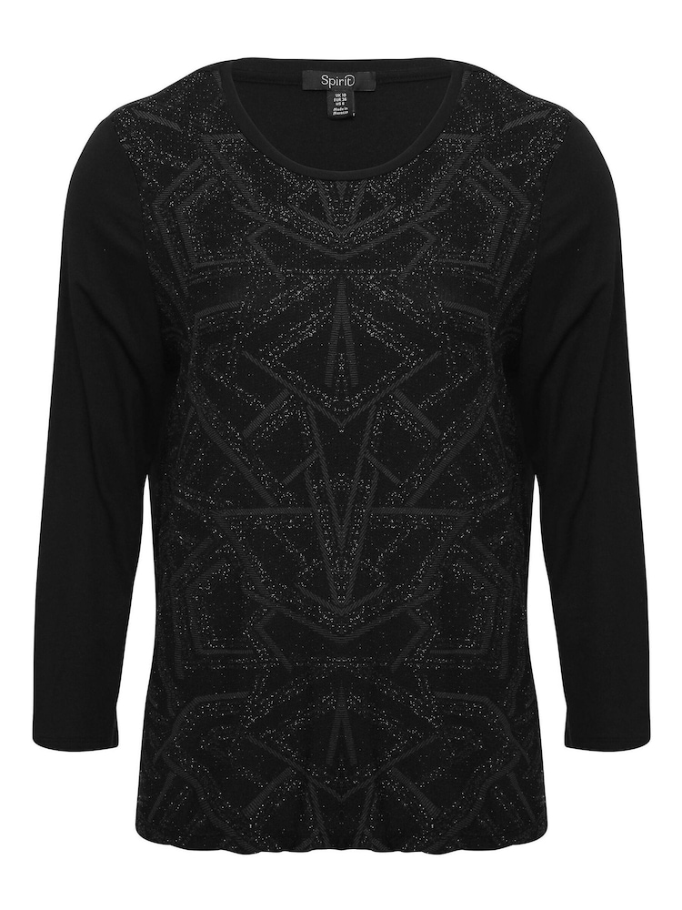 Haut Spirit pailleté à motif zigzag coloris noir - Image 3 of 5