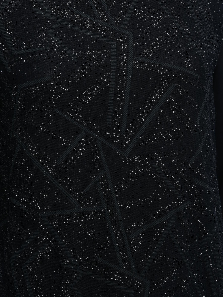 Spirit Black Zig Zag Print Glitter Top - Image 5 of 5