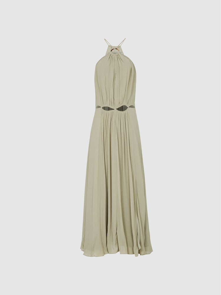 Reiss Khaki Marta Resortwear Midi Dress - Image 2 of 6