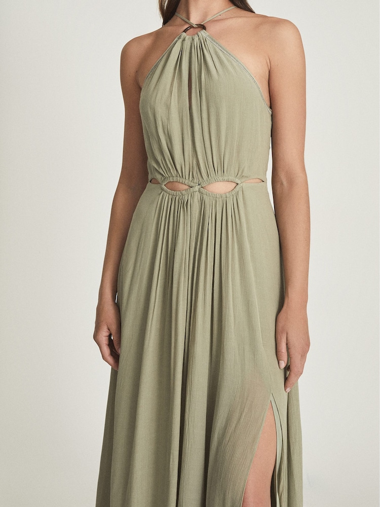Reiss Khaki Marta Resortwear Midi Dress - Image 6 of 6