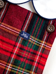 JoJo Maman Bébé Dark Red Tartan Dungarees & Top Set - Image 6 of 10