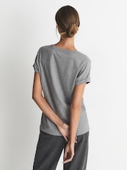 Reiss Grey Marl Cotton-jersey V-neck T-shirt - Image 4 of 5