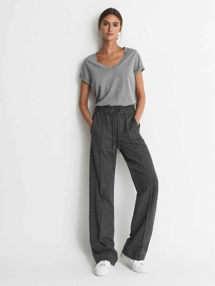 Reiss Grey Marl Cotton-jersey V-neck T-shirt - Image 5 of 5