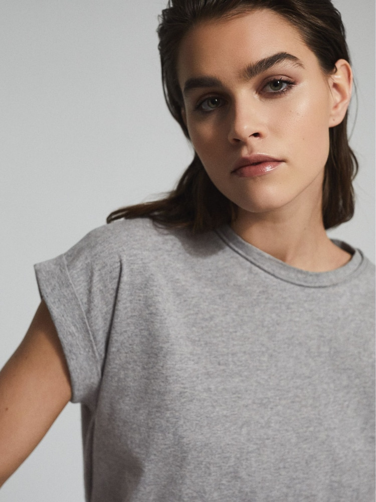 Reiss Grey Marl Cotton Jersey T-Shirt - Image 6 of 6