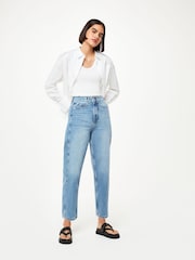 Whistles Light Wash Petite Authentic Barrel Leg 100% Cotton Jeans - Image 3 of 5