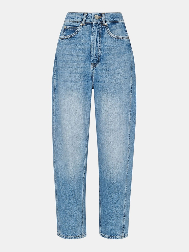 Whistles Light Wash Petite Authentic Barrel Leg 100% Cotton Jeans - Image 5 of 5