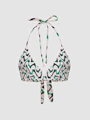 Reiss Green Audrinna Underwired Printed Triangle Bikini Top - Image 2 of 6