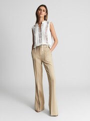 Reiss White Greta Sleeveless Embroidered Lace Blouse - Image 3 of 5