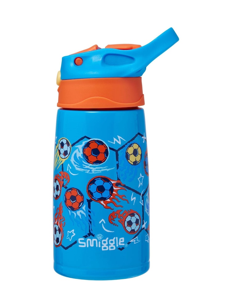 蓝色 - Smiggle Weekend Junior Stainless Steel Flip Top Drink Bottle 400Ml - 2的图像1｝