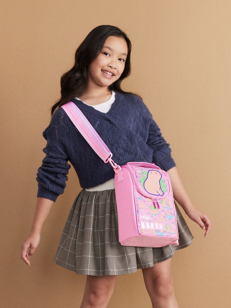 Smiggle Pink Weekend Junior ID Lunchbox With Strap - Image 1 of 3 Smiggle Pink Weekend Junior ID Lunchbox With Strap - Image 1 of 3