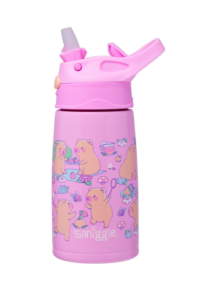 Smiggle Pink Weekend Junior Stainless Steel Flip Top Drink Bottle 400Ml - Image 1 of 3